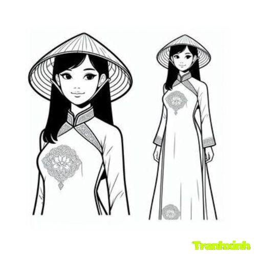 tranh tô màu áo dài việt nam 16