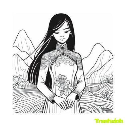 tranh tô màu áo dài việt nam 20
