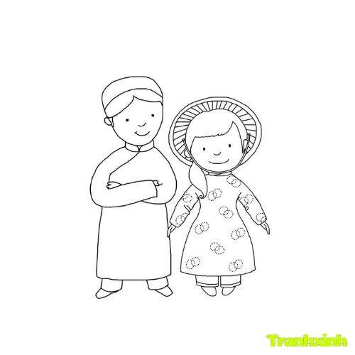tranh tô màu áo dài việt nam 23