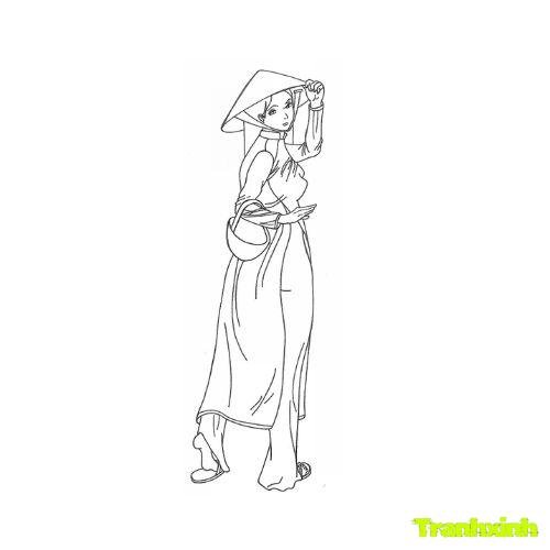 tranh tô màu áo dài việt nam 27