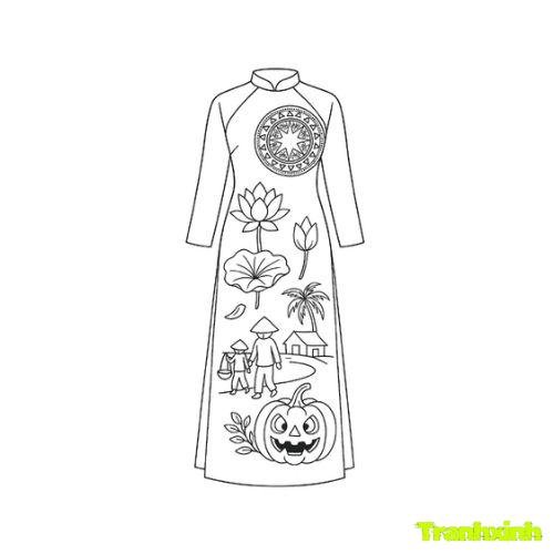 tranh tô màu áo dài việt nam 28