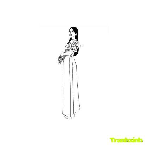 tranh tô màu áo dài việt nam 30