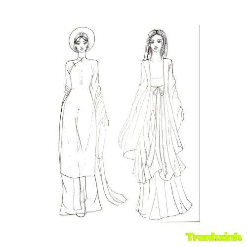 tranh tô màu áo dài việt nam 4