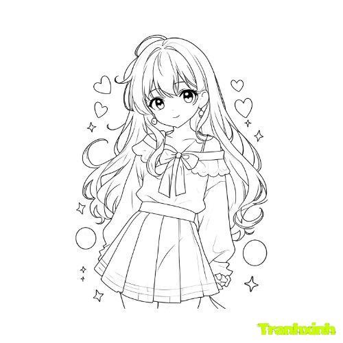 tranh tô màu bạn gái 13