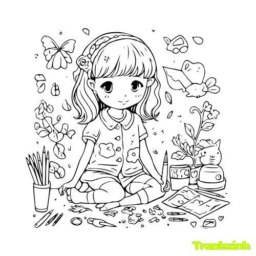 tranh tô màu bạn gái 23