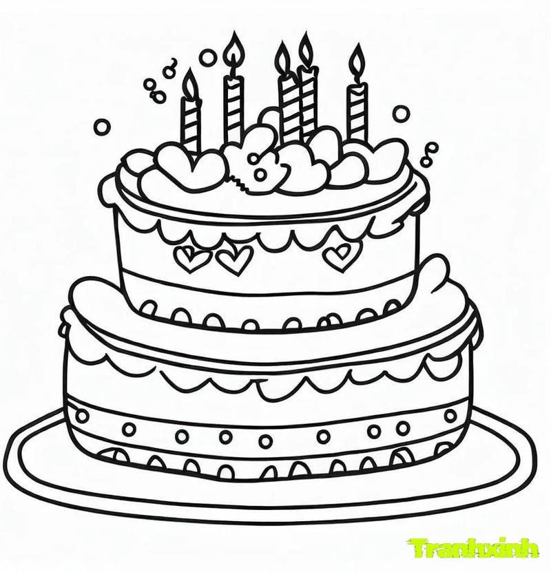 tranh tô màu bánh sinh nhật 10