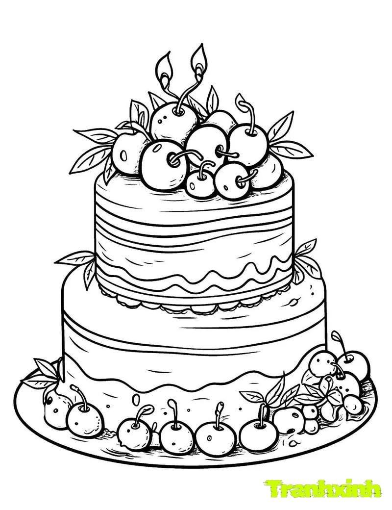 tranh tô màu bánh sinh nhật 12