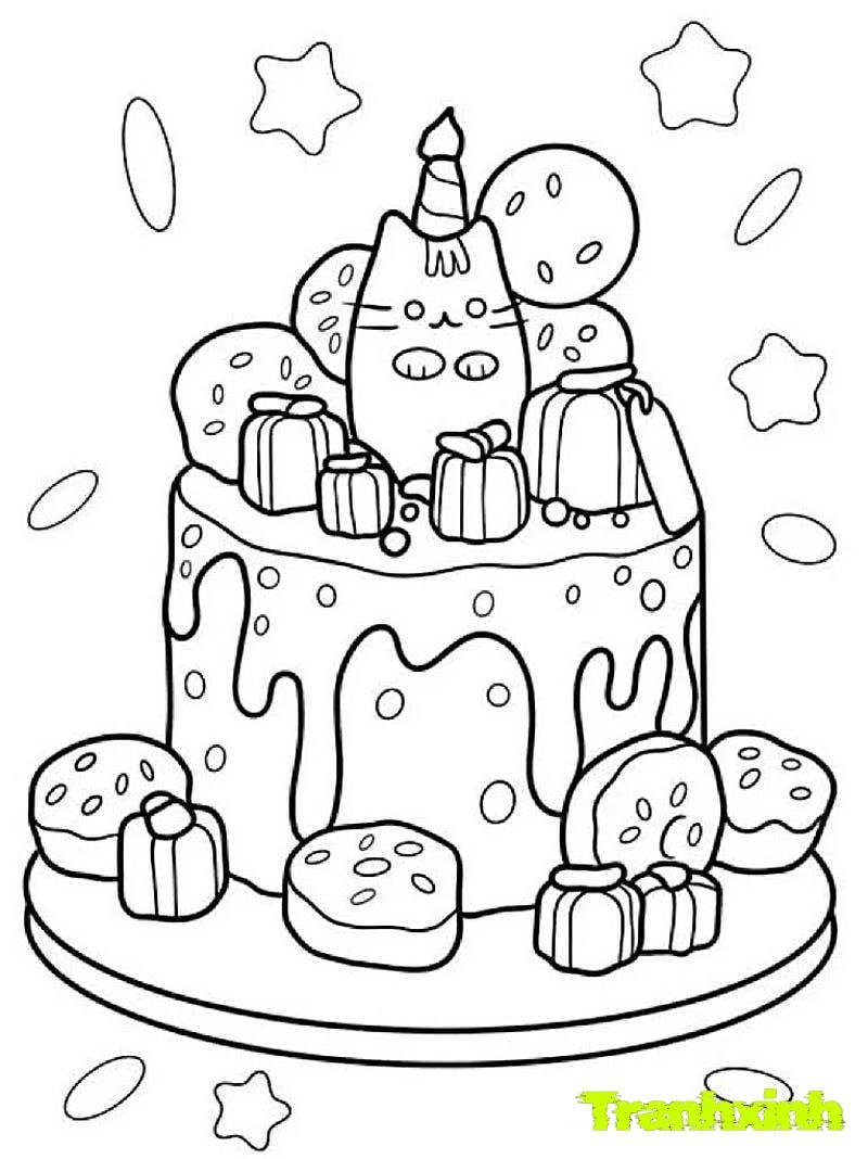 tranh tô màu bánh sinh nhật 16