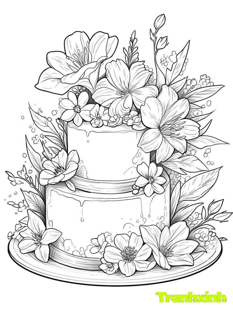 tranh tô màu bánh sinh nhật 20