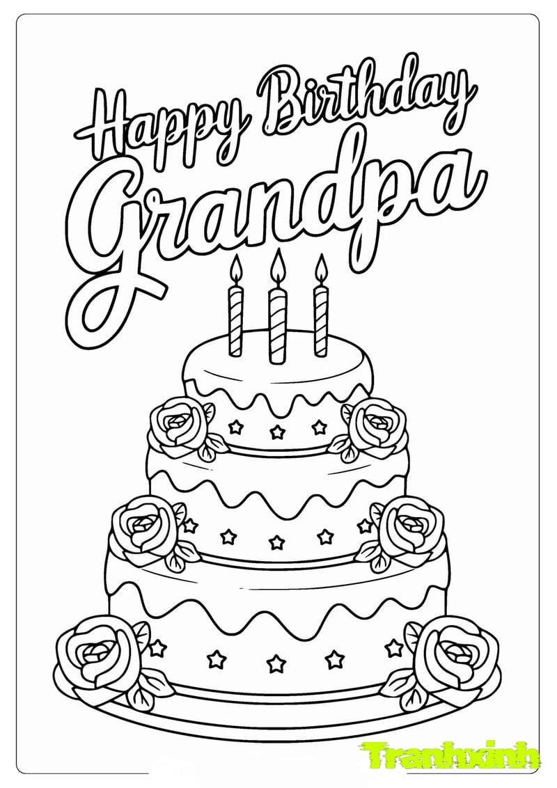 tranh tô màu bánh sinh nhật 25