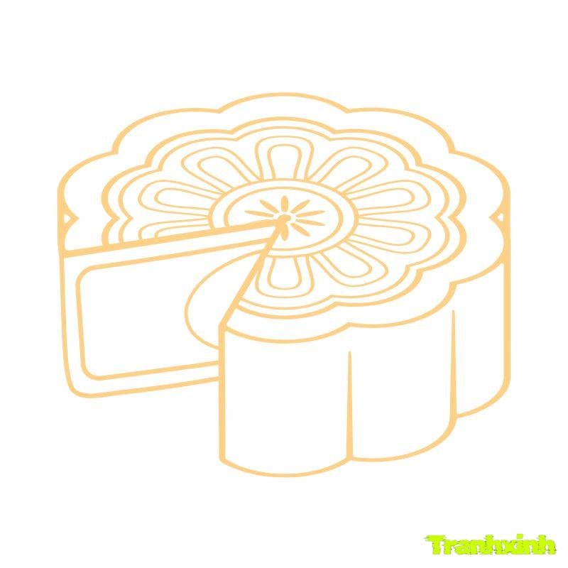 tranh tô màu bánh trung thu cắt miếng