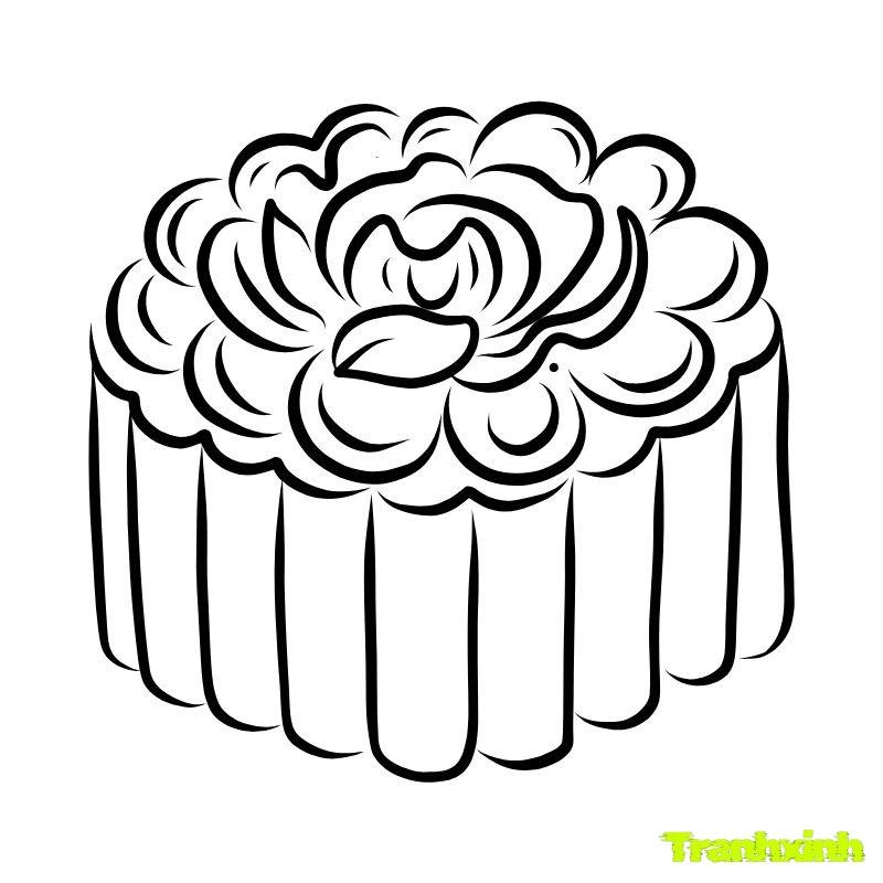 tranh tô màu bánh trung thu hoa văn