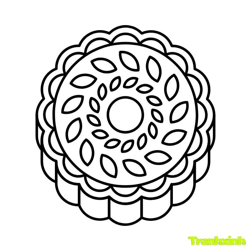 tranh tô màu bánh trung thu vân lá