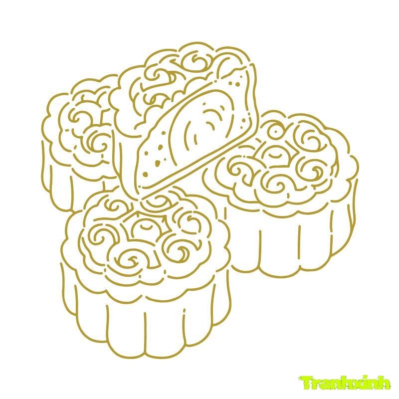 tranh tô màu bánh trung thu