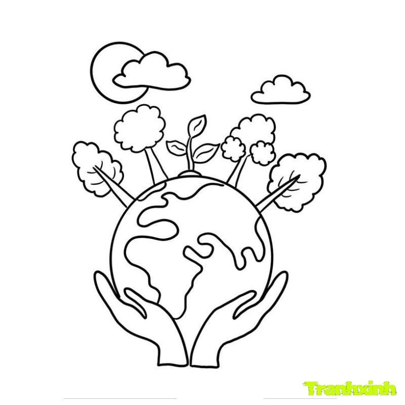 tranh tô màu bảo vệ trái đất cho bé lớp 5