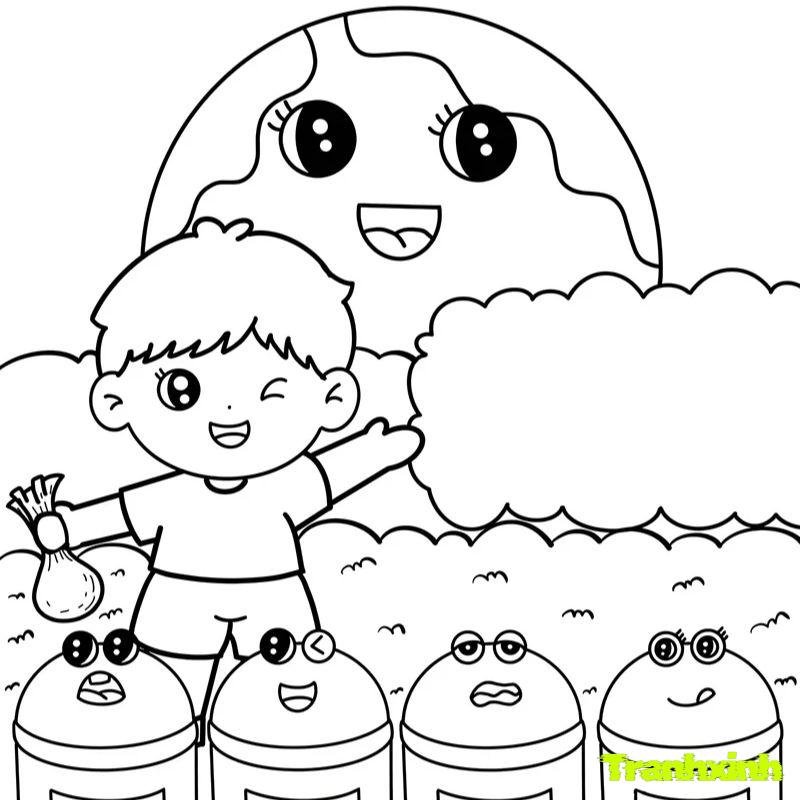 tranh tô màu bảo vệ trái đất đẹp