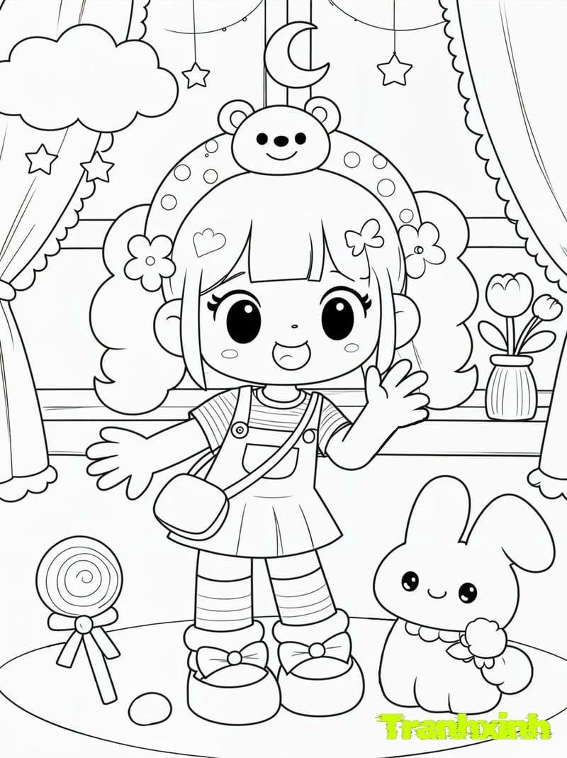 tranh tô màu bé gái 1