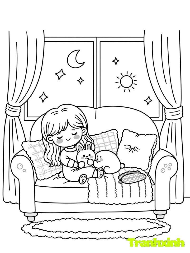 tranh tô màu bé gái 13