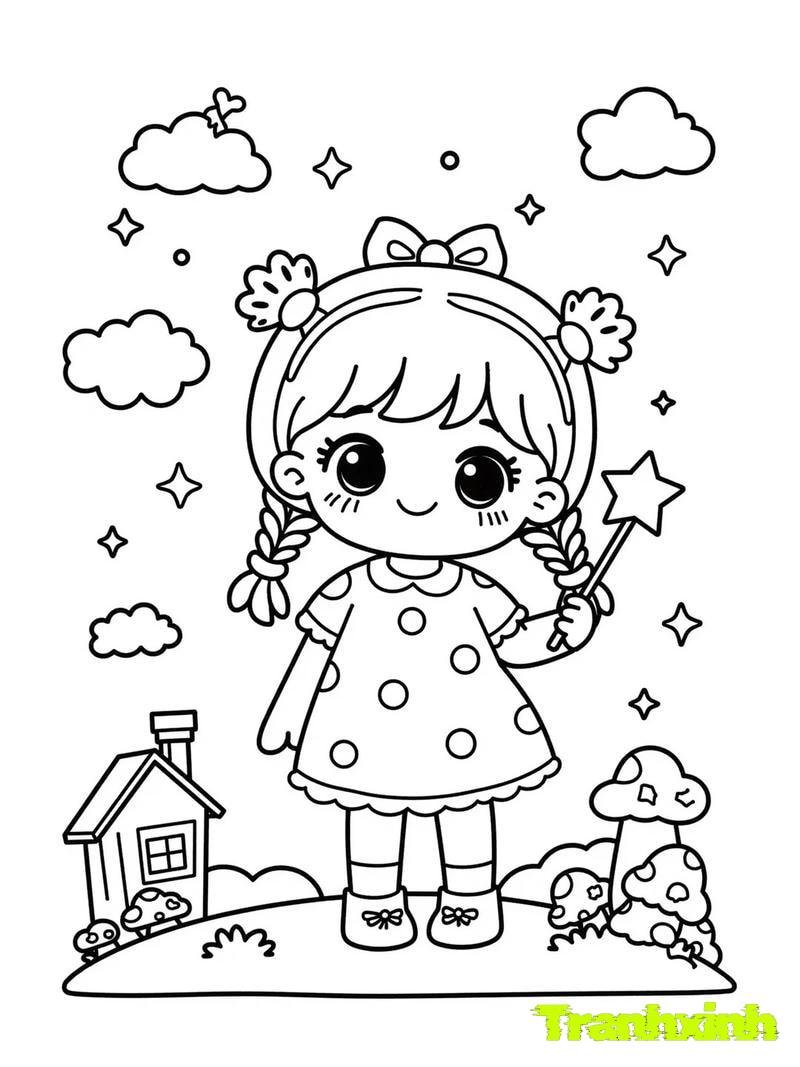 tranh tô màu bé gái 6