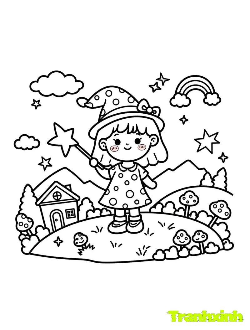 tranh tô màu bé gái 7