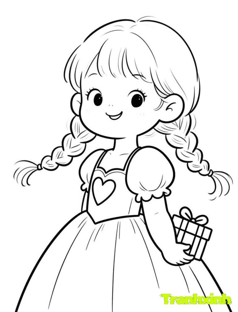tranh tô màu bé gái 8