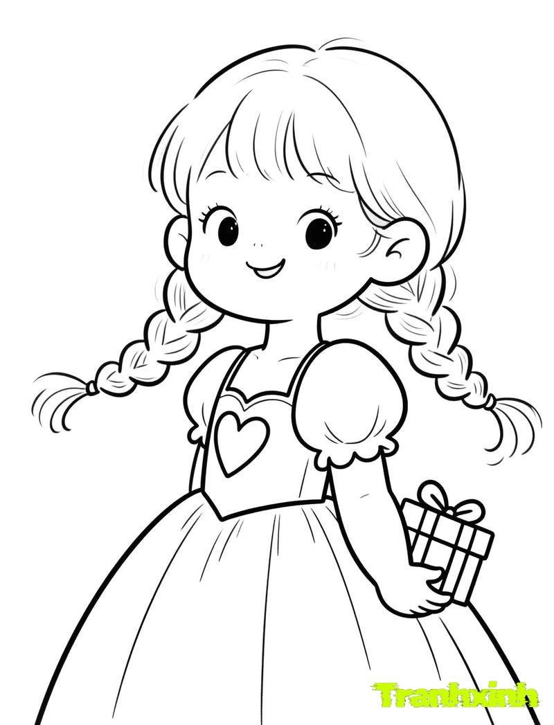 tranh tô màu bé gái 8