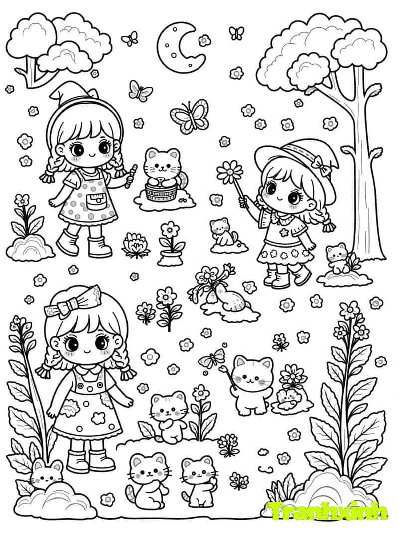 tranh tô màu bé gái 9