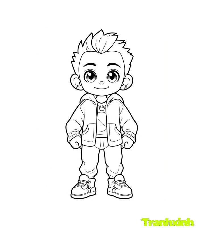 tranh tô màu bé trai 19