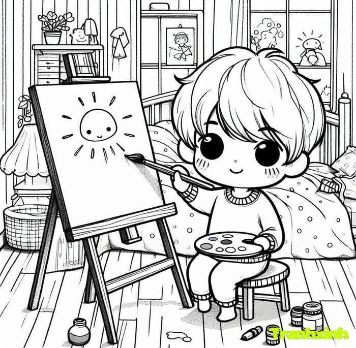 tranh tô màu bé trai 35