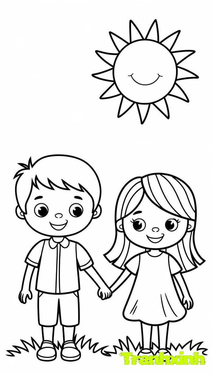 tranh tô màu bé trai bé gái 13