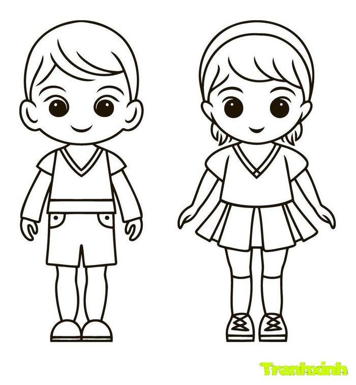 tranh tô màu bé trai bé gái 14