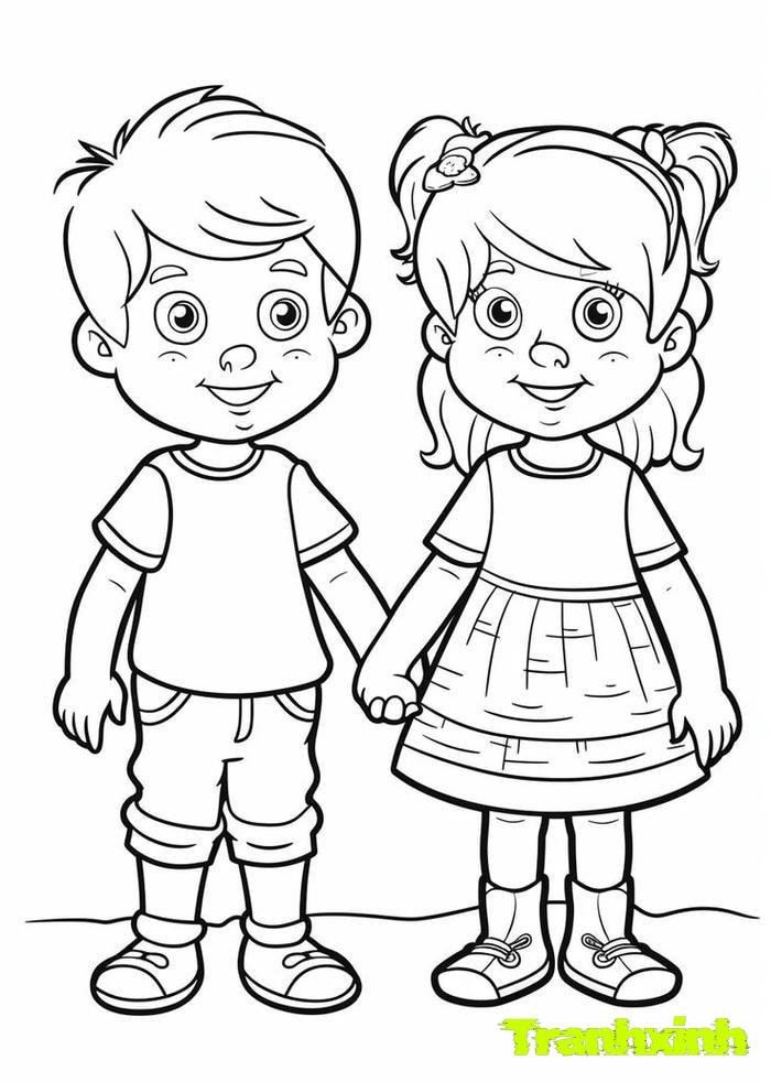 tranh tô màu bé trai bé gái 18