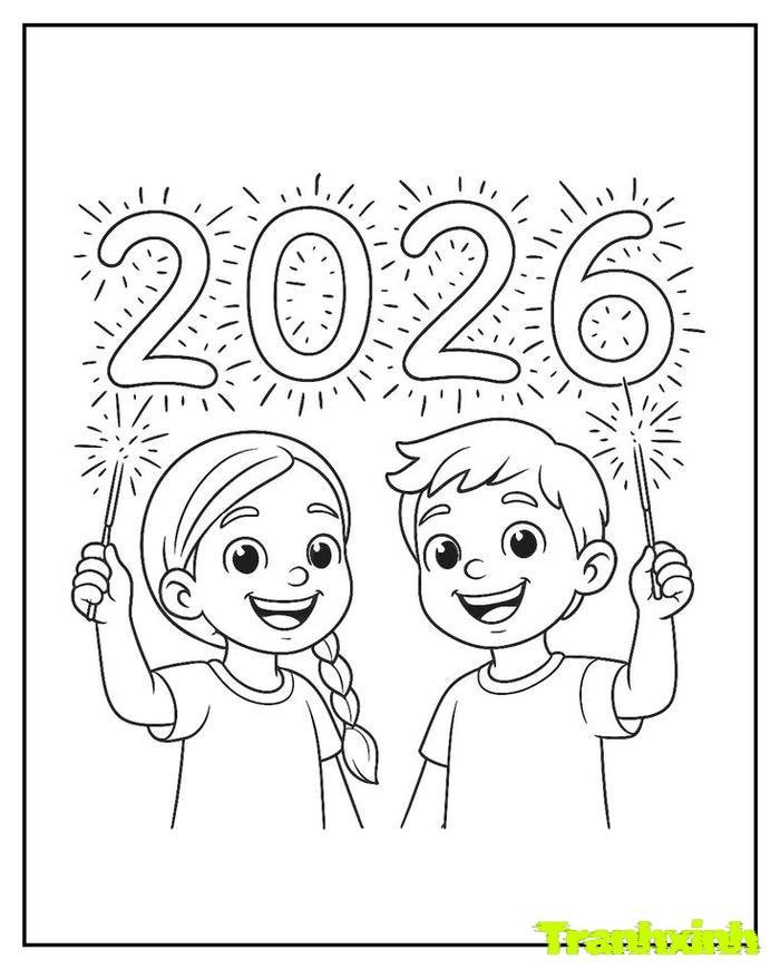 tranh tô màu bé trai bé gái 24