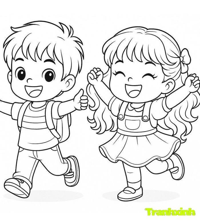 tranh tô màu bé trai bé gái 28