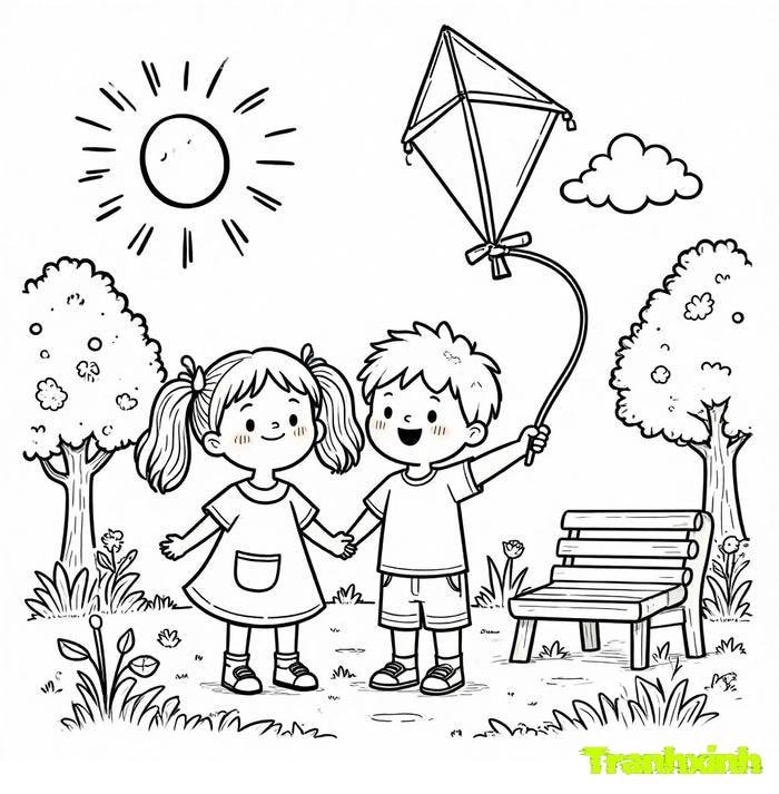 tranh tô màu bé trai bé gái 32