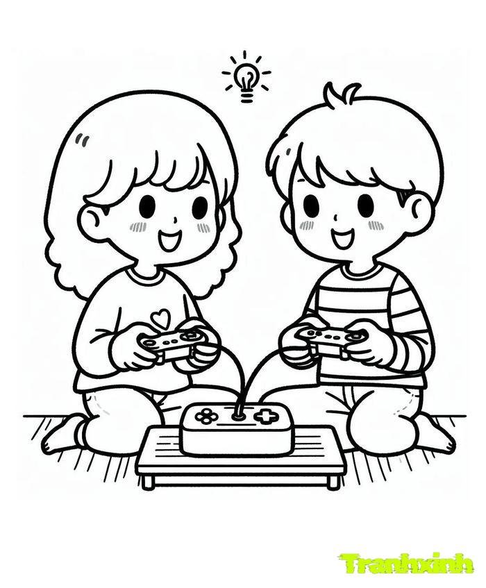 tranh tô màu bé trai bé gái 35