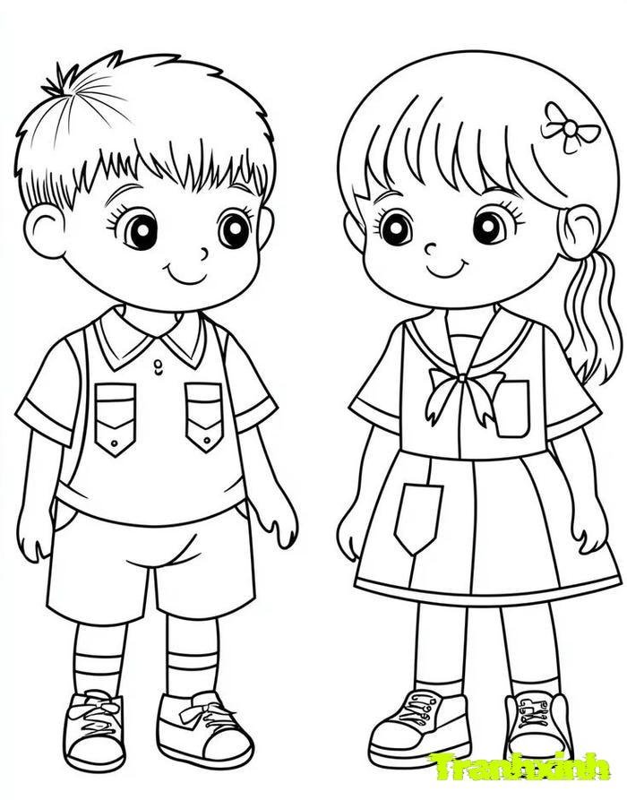 tranh tô màu bé trai bé gái 4