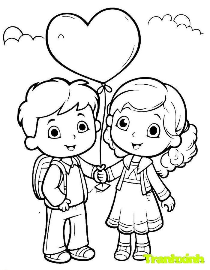 tranh tô màu bé trai bé gái 7