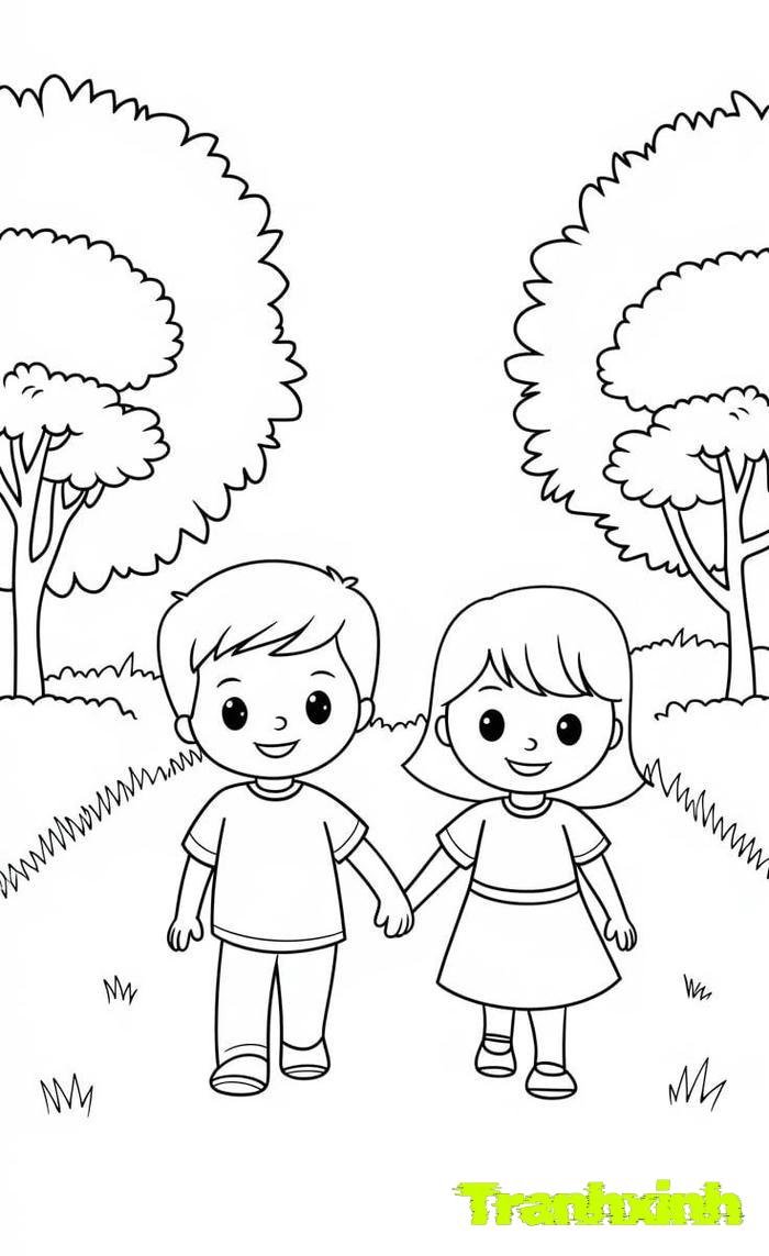 tranh tô màu bé trai bé gái 9