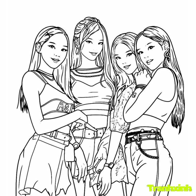 tranh tô màu blackpink cho trẻ lớp 5 tuổi