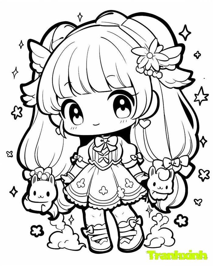 tranh tô màu búp bê 10