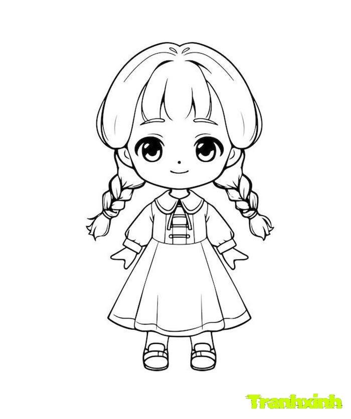 tranh tô màu búp bê 5