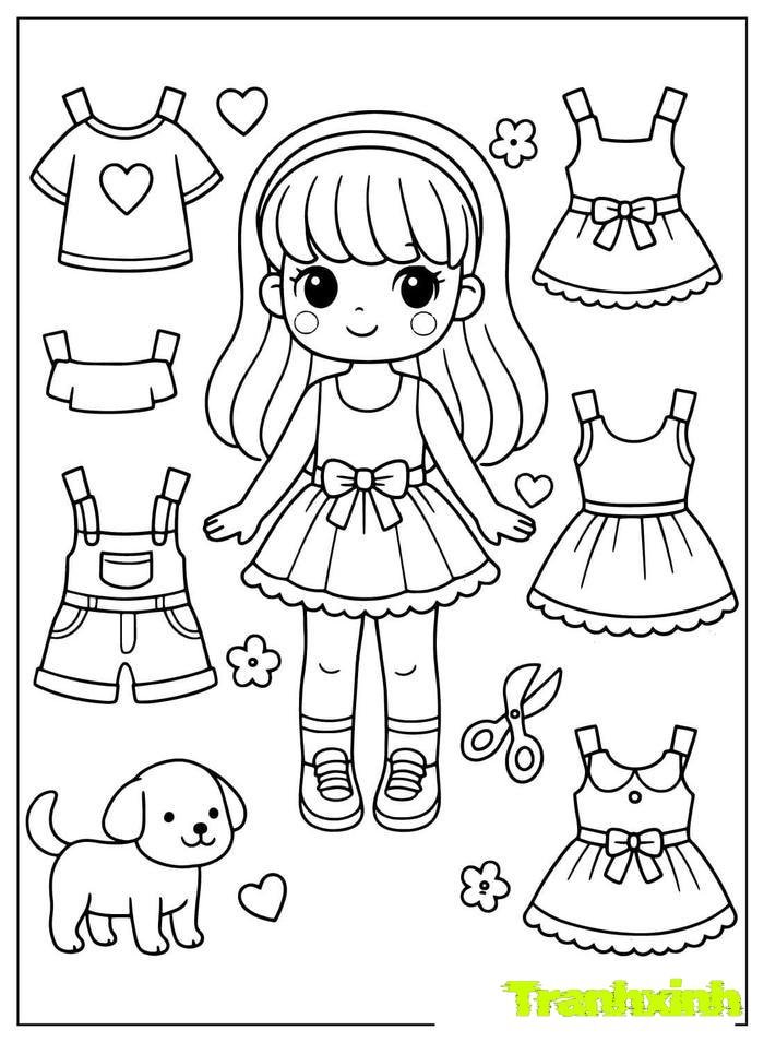 tranh tô màu búp bê 6