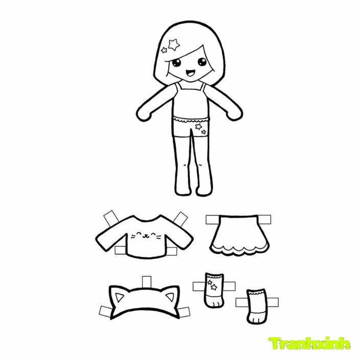 Tuyển tập 296+ mẫu tranh tô màu búp bê giấy đẹp và dễ thương