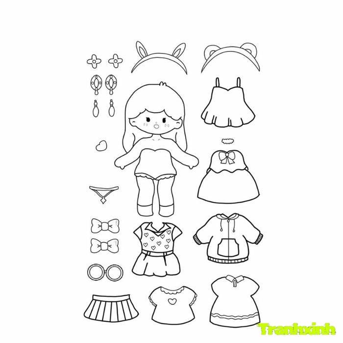 tranh tô màu búp bê giấy gacha