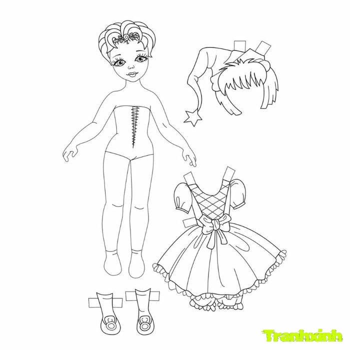 tranh to màu búp be giấy thay đồ