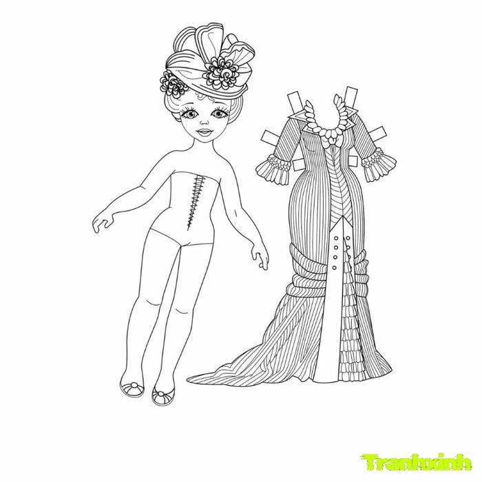 tranh tô màu búp bê giấy toca boca