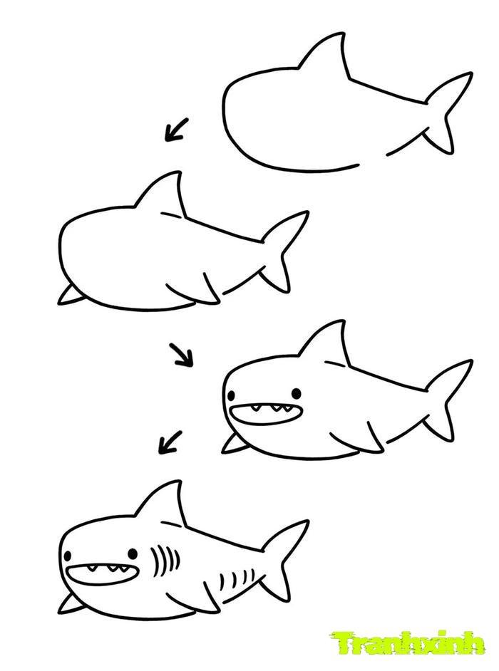 tranh tô màu cá mập 14
