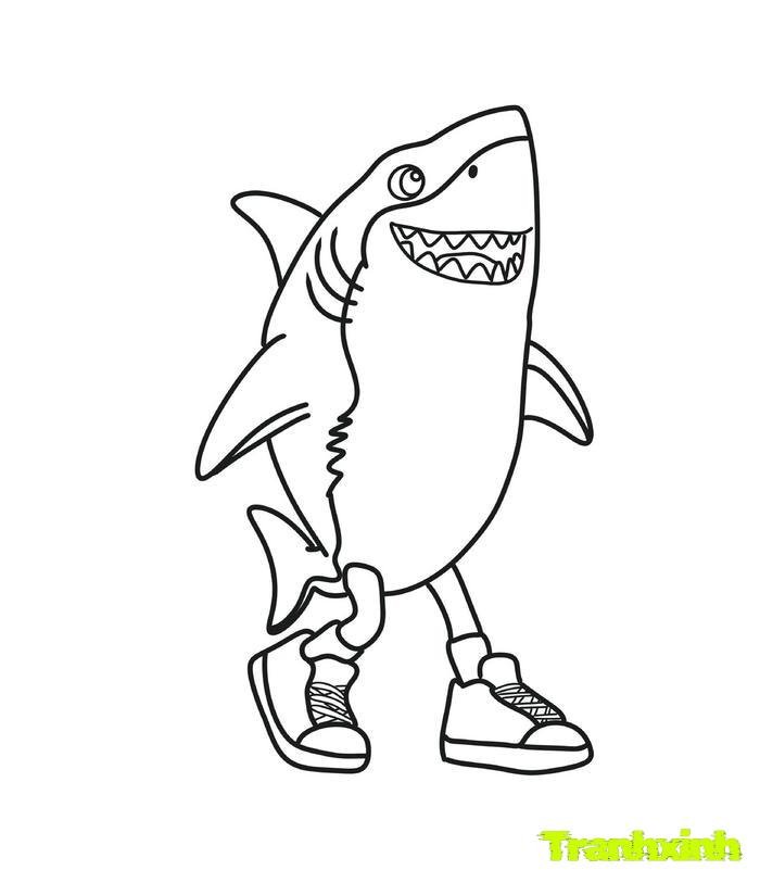tranh tô màu cá mập 16