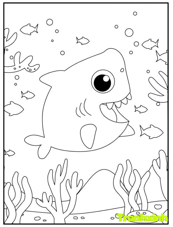 tranh tô màu cá mập 18